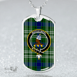 ScottishPlaid Haliburton Clan Tartan Dog Tag Necklace - Crest Classic Scottish Plaid Tartan Plaid