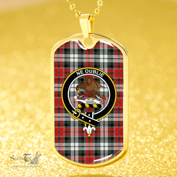 ScottishPlaid Graham Red Dress Modern Clan Tartan Dog Tag Necklace - Crest Classic Scottish Plaid Tartan Plaid