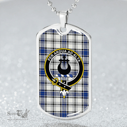 ScottishPlaid Hannay (Haney) (Hanna of Sorbie) Modern Clan Tartan Dog Tag Necklace - Crest Classic Scottish Plaid Tartan Plaid