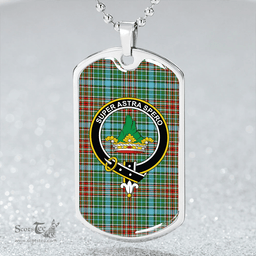 ScottishPlaid Gayre Modern Clan Tartan Dog Tag Necklace - Crest Classic Scottish Plaid Tartan Plaid