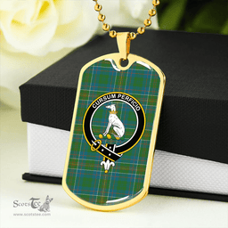 ScottishPlaid Hunter of Hunterston (Galbraith of Hunterston) Ancient Clan Tartan Dog Tag Necklace - Crest Classic Scottish Plaid Tartan Plaid