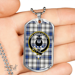 ScottishPlaid Hannay (Haney) (Hanna of Sorbie) Modern Clan Tartan Dog Tag Necklace - Crest Classic Scottish Plaid Tartan Plaid