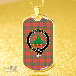 ScottishPlaid Grant Ancient Clan Tartan Dog Tag Necklace - Crest Classic Scottish Plaid Tartan Plaid