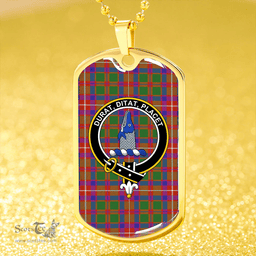ScottishPlaid Geddes Ancient Clan Tartan Dog Tag Necklace - Crest Classic Scottish Plaid Tartan Plaid