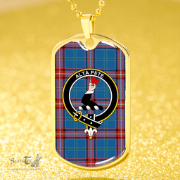 ScottishPlaid Glenn Ancient Clan Tartan Dog Tag Necklace - Crest Classic Scottish Plaid Tartan Plaid