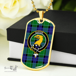 ScottishPlaid Haldane Clan Tartan Dog Tag Necklace - Crest Classic Scottish Plaid Tartan Plaid