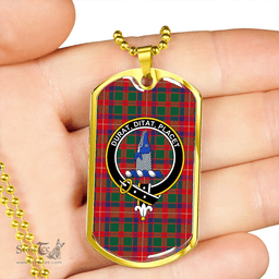 ScottishPlaid Geddes Modern Clan Tartan Dog Tag Necklace - Crest Classic Scottish Plaid Tartan Plaid