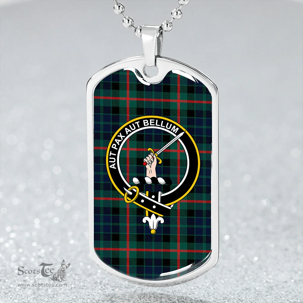 ScottishPlaid Gunn Modern Clan Tartan Dog Tag Necklace - Crest Classic Scottish Plaid Tartan Plaid