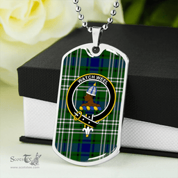 ScottishPlaid Haliburton Clan Tartan Dog Tag Necklace - Crest Classic Scottish Plaid Tartan Plaid