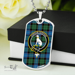 ScottishPlaid Hunter Ancient Clan Tartan Dog Tag Necklace - Crest Classic Scottish Plaid Tartan Plaid