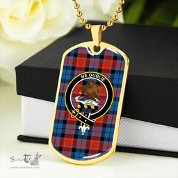 ScottishPlaid Graham of Menteith Red Ancient Clan Tartan Dog Tag Necklace - Crest Classic Scottish Plaid Tartan Plaid
