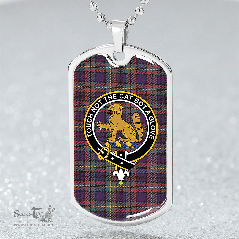 ScottishPlaid Gillies Weathered Clan Tartan Dog Tag Necklace - Crest Classic Scottish Plaid Tartan Plaid