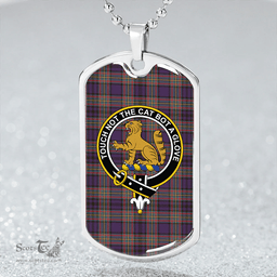 ScottishPlaid Gillies Weathered Clan Tartan Dog Tag Necklace - Crest Classic Scottish Plaid Tartan Plaid