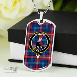 ScottishPlaid Glenn (Glen) Modern Clan Tartan Dog Tag Necklace - Crest Classic Scottish Plaid Tartan Plaid