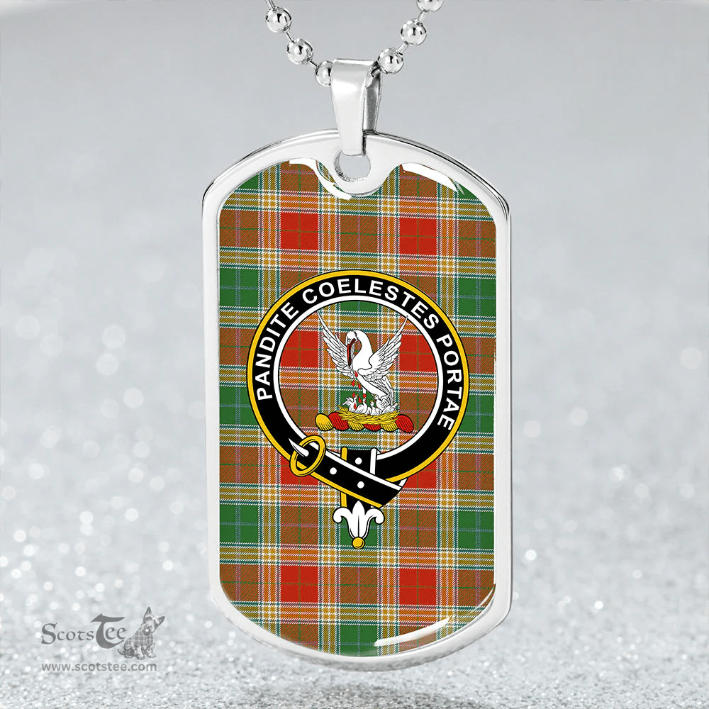 ScottishPlaid Gibson (Gibbs) Ancient Clan Tartan Dog Tag Necklace - Crest Classic Scottish Plaid Tartan Plaid