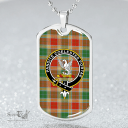 ScottishPlaid Gibson (Gibbs) Ancient Clan Tartan Dog Tag Necklace - Crest Classic Scottish Plaid Tartan Plaid