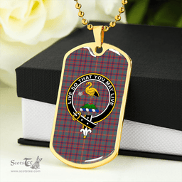 ScottishPlaid Hall Weathered Clan Tartan Dog Tag Necklace - Crest Classic Scottish Plaid Tartan Plaid