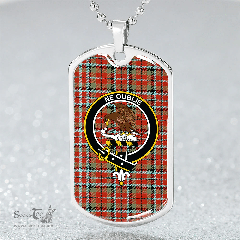 ScottishPlaid Graham Red Ancient Clan Tartan Dog Tag Necklace - Crest Classic Scottish Plaid Tartan Plaid