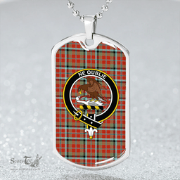 ScottishPlaid Graham Red Ancient Clan Tartan Dog Tag Necklace - Crest Classic Scottish Plaid Tartan Plaid
