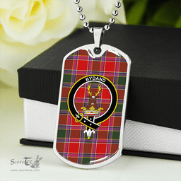 ScottishPlaid Gordon of Abergeldie Modern Clan Tartan Dog Tag Necklace - Crest Classic Scottish Plaid Tartan Plaid
