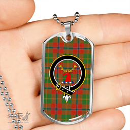 ScottishPlaid Hutcheson Ancient Clan Tartan Dog Tag Necklace - Crest Classic Scottish Plaid Tartan Plaid