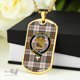 ScottishPlaid Hay #3 Ancient Clan Tartan Dog Tag Necklace - Crest Classic Scottish Plaid Tartan Plaid