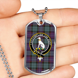 ScottishPlaid Hunter (Michael) Weathered Clan Tartan Dog Tag Necklace - Crest Classic Scottish Plaid Tartan Plaid