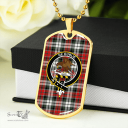 ScottishPlaid Graham Red Dress Modern Clan Tartan Dog Tag Necklace - Crest Classic Scottish Plaid Tartan Plaid