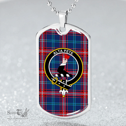 ScottishPlaid Glenn (Glen) Modern Clan Tartan Dog Tag Necklace - Crest Classic Scottish Plaid Tartan Plaid