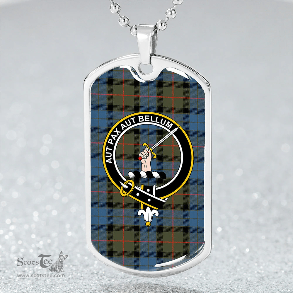 ScottishPlaid Gunn #2 Ancient Clan Tartan Dog Tag Necklace - Crest Classic Scottish Plaid Tartan Plaid
