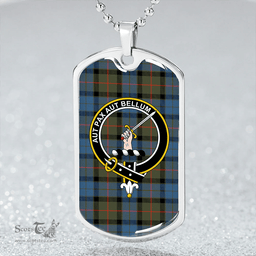 ScottishPlaid Gunn #2 Ancient Clan Tartan Dog Tag Necklace - Crest Classic Scottish Plaid Tartan Plaid