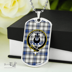 ScottishPlaid Hannay (Haney) (Hanna of Sorbie) Modern Clan Tartan Dog Tag Necklace - Crest Classic Scottish Plaid Tartan Plaid