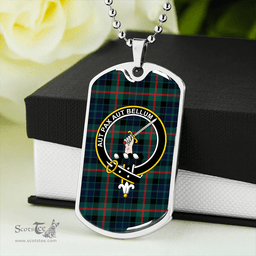 ScottishPlaid Gunn Modern Clan Tartan Dog Tag Necklace - Crest Classic Scottish Plaid Tartan Plaid