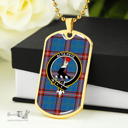 ScottishPlaid Glenn Ancient Clan Tartan Dog Tag Necklace - Crest Classic Scottish Plaid Tartan Plaid