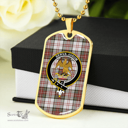 ScottishPlaid Hay #3 Weathered Clan Tartan Dog Tag Necklace - Crest Classic Scottish Plaid Tartan Plaid