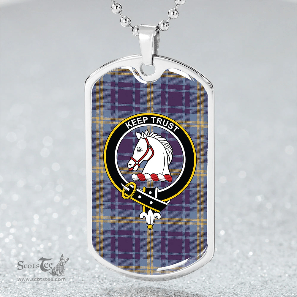 ScottishPlaid Hepburn #2 Weathered Clan Tartan Dog Tag Necklace - Crest Classic Scottish Plaid Tartan Plaid