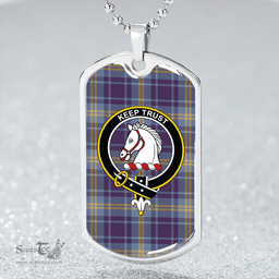 ScottishPlaid Hepburn #2 Weathered Clan Tartan Dog Tag Necklace - Crest Classic Scottish Plaid Tartan Plaid