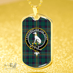 ScottishPlaid Hunter of Hunterston (Michael of Hunterston) Modern Clan Tartan Dog Tag Necklace - Crest Classic Scottish Plaid Tartan Plaid