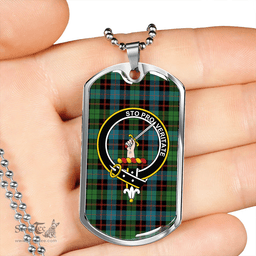ScottishPlaid Guthrie Ancient Clan Tartan Dog Tag Necklace - Crest Classic Scottish Plaid Tartan Plaid