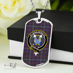 ScottishPlaid Hope Vere Weathered Clan Tartan Dog Tag Necklace - Crest Classic Scottish Plaid Tartan Plaid