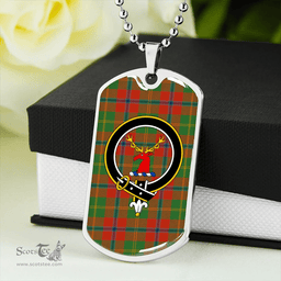 ScottishPlaid Hutcheson Ancient Clan Tartan Dog Tag Necklace - Crest Classic Scottish Plaid Tartan Plaid