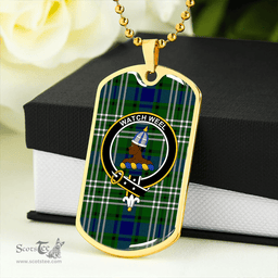 ScottishPlaid Haliburton Clan Tartan Dog Tag Necklace - Crest Classic Scottish Plaid Tartan Plaid