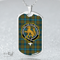 ScottishPlaid Gillies Ancient Clan Tartan Dog Tag Necklace - Crest Classic Scottish Plaid Tartan Plaid