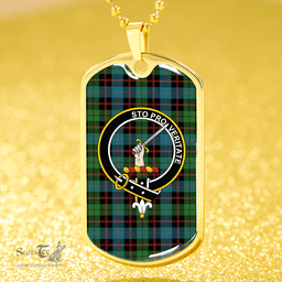 ScottishPlaid Guthrie Ancient Clan Tartan Dog Tag Necklace - Crest Classic Scottish Plaid Tartan Plaid
