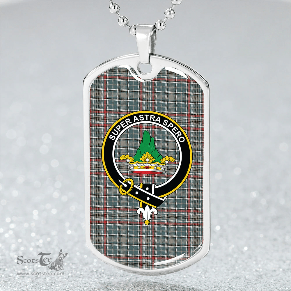 ScottishPlaid Gayre Dress Weathered Clan Tartan Dog Tag Necklace - Crest Classic Scottish Plaid Tartan Plaid