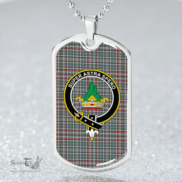 ScottishPlaid Gayre Dress Weathered Clan Tartan Dog Tag Necklace - Crest Classic Scottish Plaid Tartan Plaid