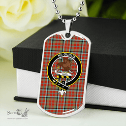 ScottishPlaid Graham Red Ancient Clan Tartan Dog Tag Necklace - Crest Classic Scottish Plaid Tartan Plaid