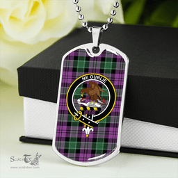 ScottishPlaid Graham of Menteith Plaid Ancient Clan Tartan Dog Tag Necklace - Crest Classic Scottish Plaid Tartan Plaid