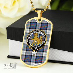 ScottishPlaid Gillies Blue Dress Dance Clan Tartan Dog Tag Necklace - Crest Classic Scottish Plaid Tartan Plaid