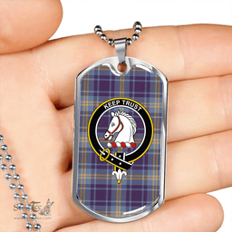 ScottishPlaid Hepburn #2 Weathered Clan Tartan Dog Tag Necklace - Crest Classic Scottish Plaid Tartan Plaid